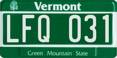 VT license plate LFQ031