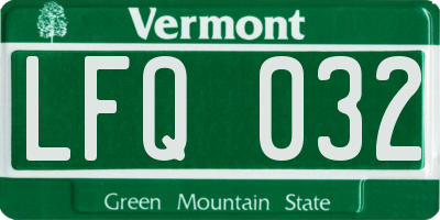 VT license plate LFQ032