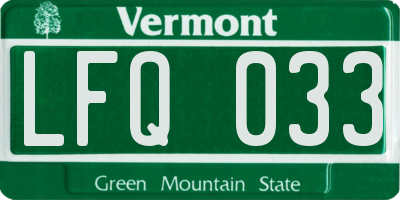 VT license plate LFQ033