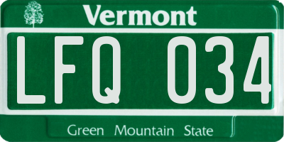 VT license plate LFQ034