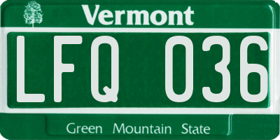 VT license plate LFQ036