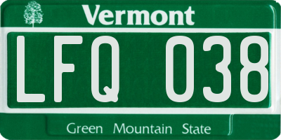 VT license plate LFQ038