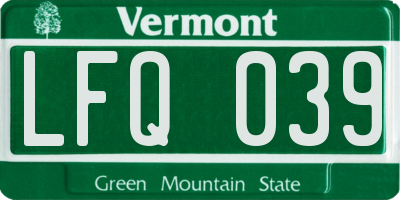 VT license plate LFQ039