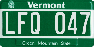 VT license plate LFQ047