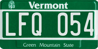 VT license plate LFQ054