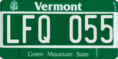 VT license plate LFQ055