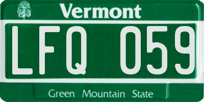 VT license plate LFQ059