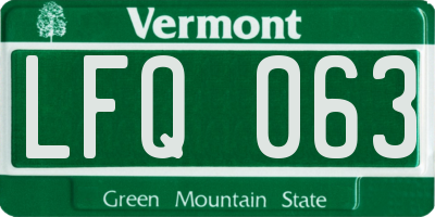 VT license plate LFQ063