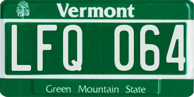 VT license plate LFQ064