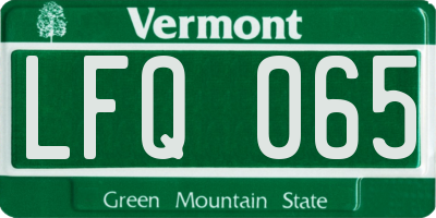 VT license plate LFQ065