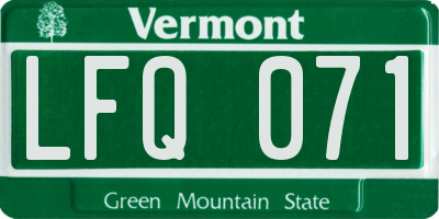 VT license plate LFQ071