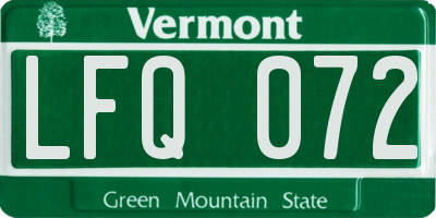 VT license plate LFQ072