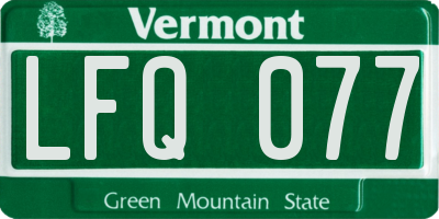 VT license plate LFQ077