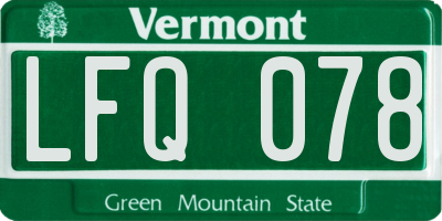 VT license plate LFQ078