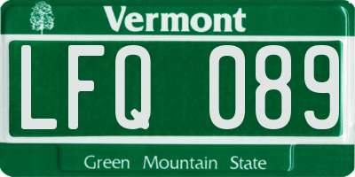 VT license plate LFQ089