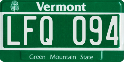 VT license plate LFQ094