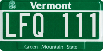 VT license plate LFQ111