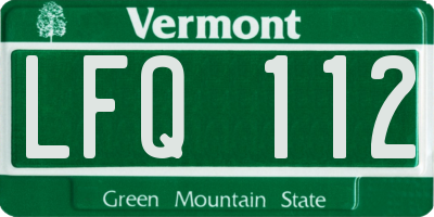 VT license plate LFQ112