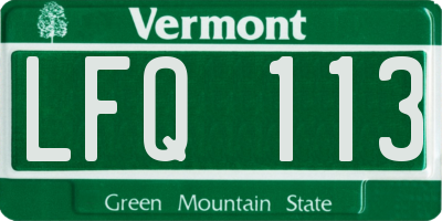 VT license plate LFQ113