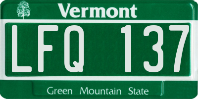 VT license plate LFQ137