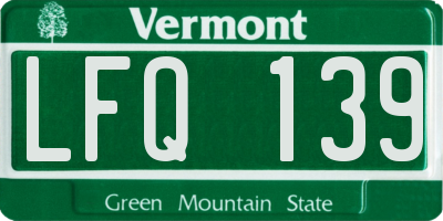 VT license plate LFQ139