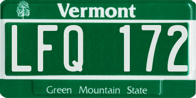 VT license plate LFQ172