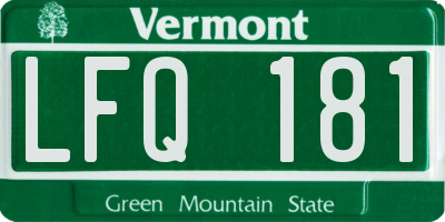 VT license plate LFQ181