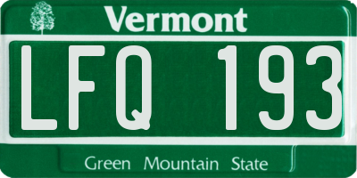 VT license plate LFQ193