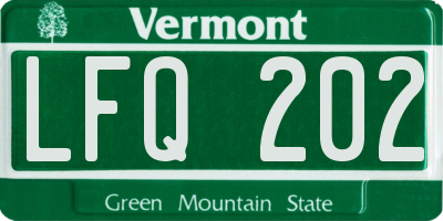 VT license plate LFQ202