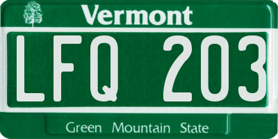 VT license plate LFQ203