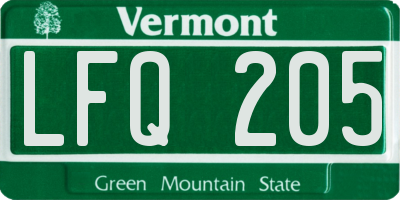 VT license plate LFQ205