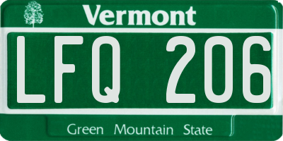 VT license plate LFQ206