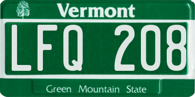 VT license plate LFQ208
