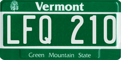 VT license plate LFQ210