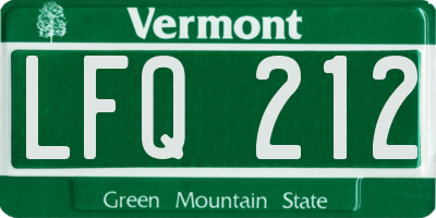 VT license plate LFQ212