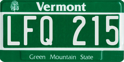 VT license plate LFQ215
