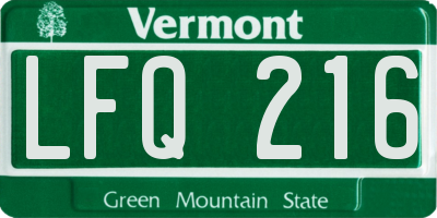 VT license plate LFQ216