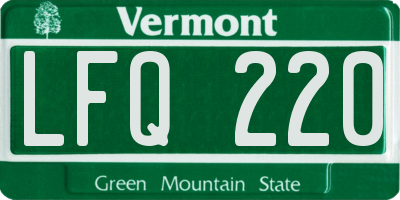 VT license plate LFQ220