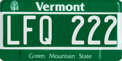 VT license plate LFQ222
