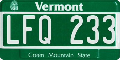 VT license plate LFQ233