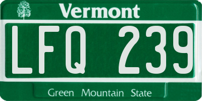 VT license plate LFQ239