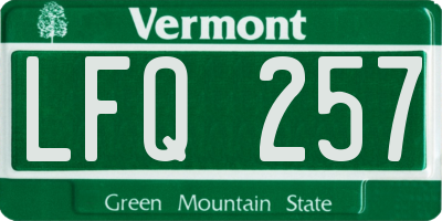 VT license plate LFQ257