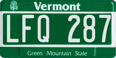 VT license plate LFQ287