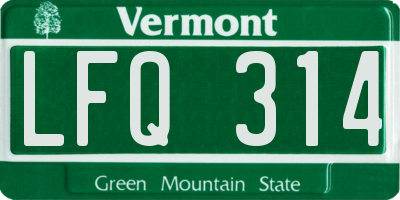 VT license plate LFQ314