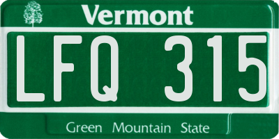VT license plate LFQ315