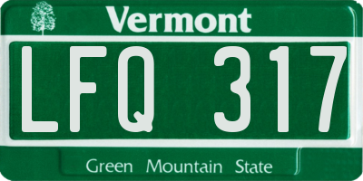 VT license plate LFQ317
