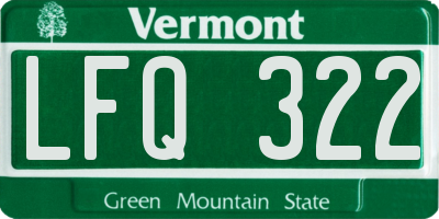 VT license plate LFQ322