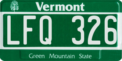 VT license plate LFQ326