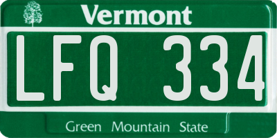 VT license plate LFQ334
