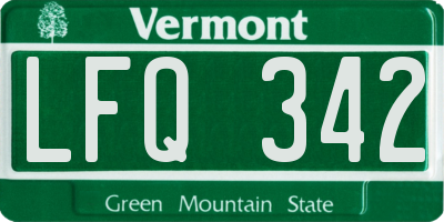 VT license plate LFQ342
